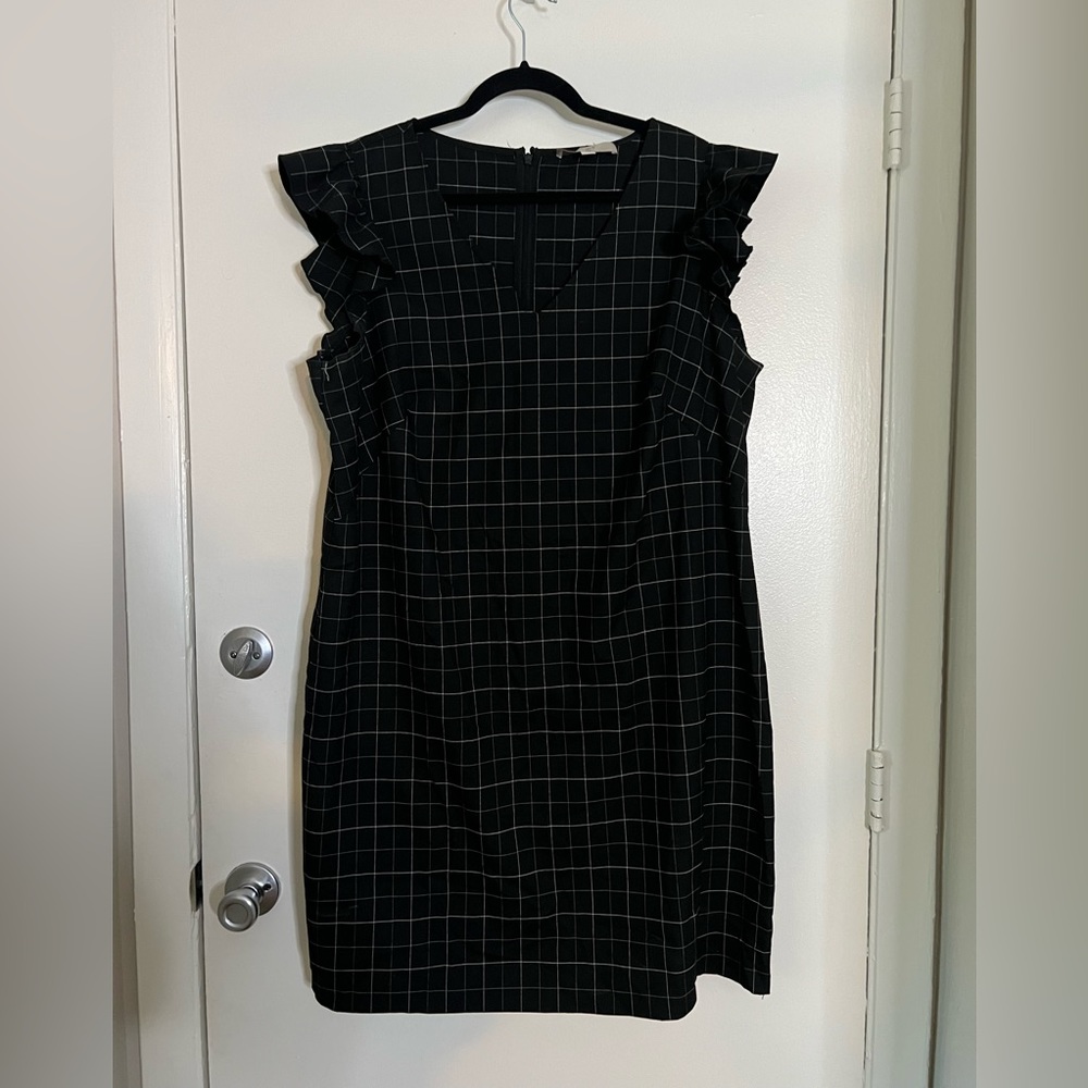 Loft Plus Windowpane Flutter Sleeve Work Shift Dr… - image 6